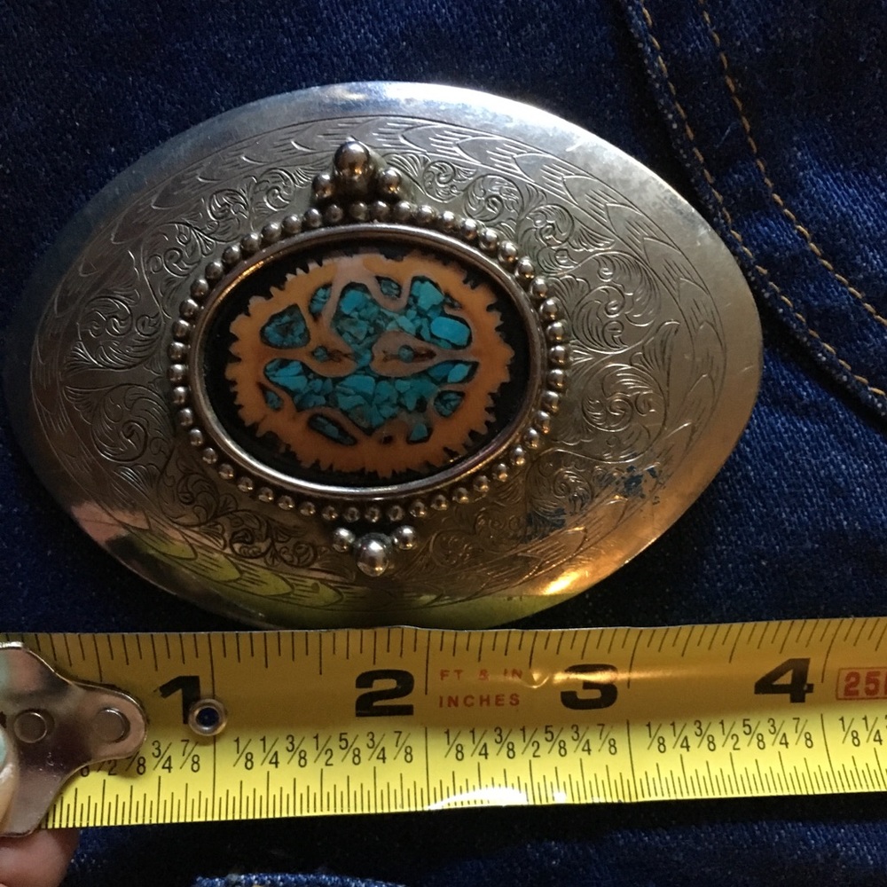Vintage Turquoise Belt Buckle - Picture 3 of 3
